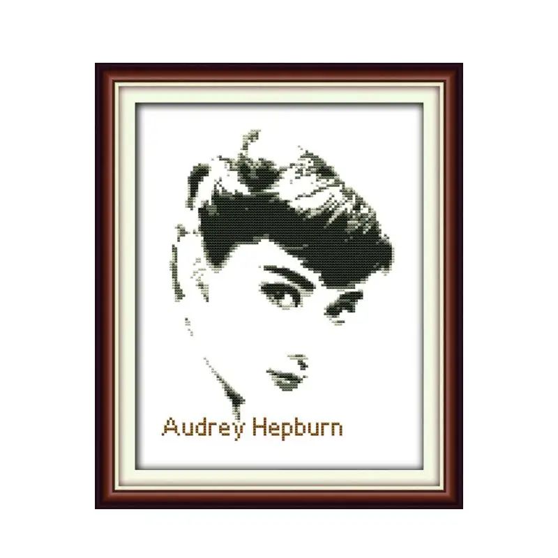 

Audrey Hepburn cross stitch kit beauty women 18ct 14ct 11ct count printed canvas stitches embroidery DIY handmade needlework