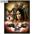 Полная 5d квадратнаякруглая Алмазная картина индийская женщина Волк Наклейка с орлом Алмазная вышивка 3d Смола Бриллиантовая мозаичная фигурка животного икона