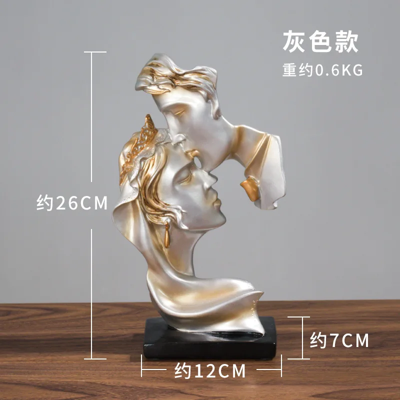 

Creative One Kiss Love Lovers Figure Statue, Resin Handicraft Ornaments, Home Living Room Decoration Gift Furnishings