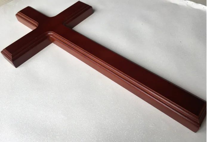 Европейский прекрасный 32 см твердый деревянный крест Иисуса кулон Христианский