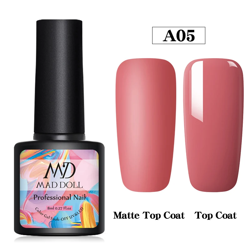 A05 MAD DOLL 8 мл матовый Цветной Гель-лак для ногтей Чистый Розовый Серый Цвета замочить УФ Гель-лак для ногтей для дизайна ногтей DIY Дизайн лак - Цвет: A05