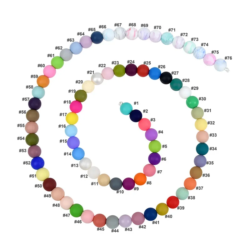 

Силиконовые бусины для прорезывания зубов, безопасные круглые жевательные прорезыватели для детей «сделай сам», жевательные цветные для младенцев, 15 мм 20 шт./лот