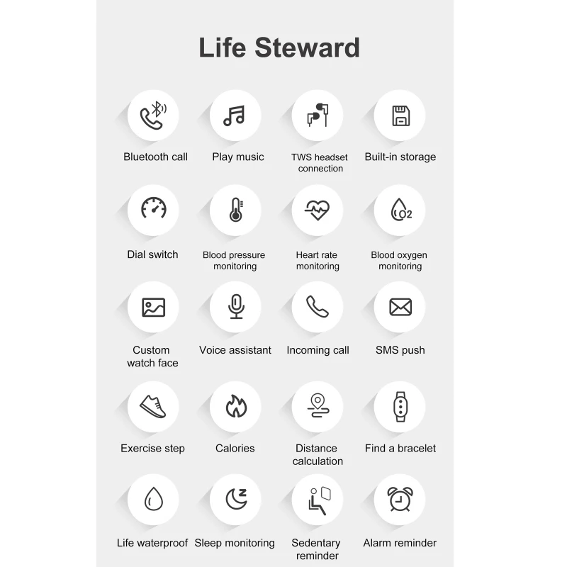 

Heart Rate Monitor Pedometer Fitness Tracker Watch with Bluetooth MP3 player