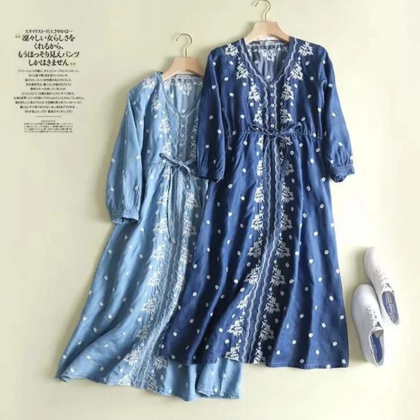 Осень 2019 винтажное богемное платье женское с v образным вырезом и цветочной