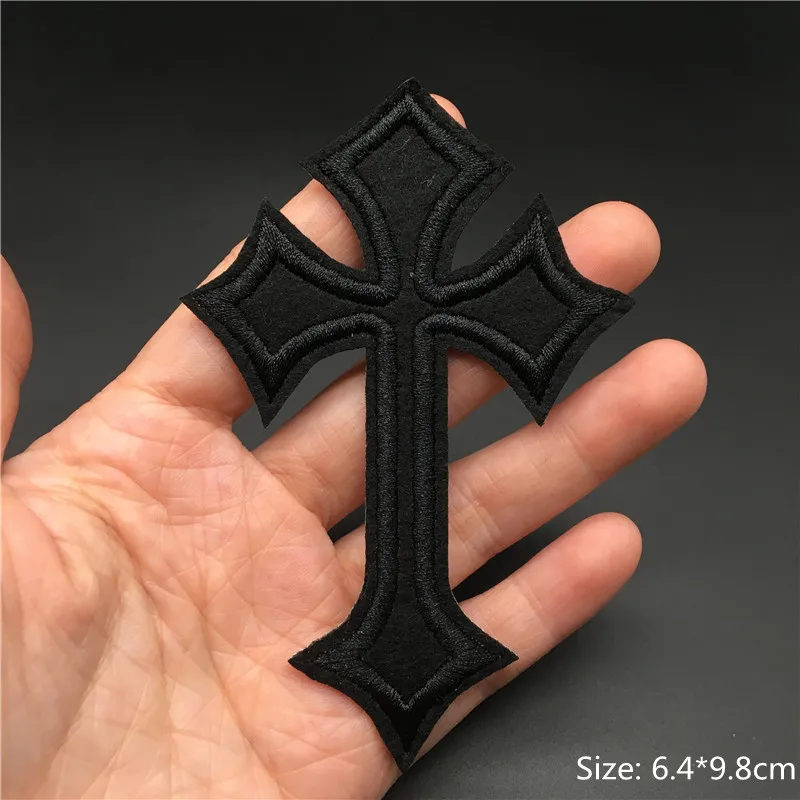 Черные перекрестные вышитые нашивки в стиле панк для одежды Череп полоску шитье