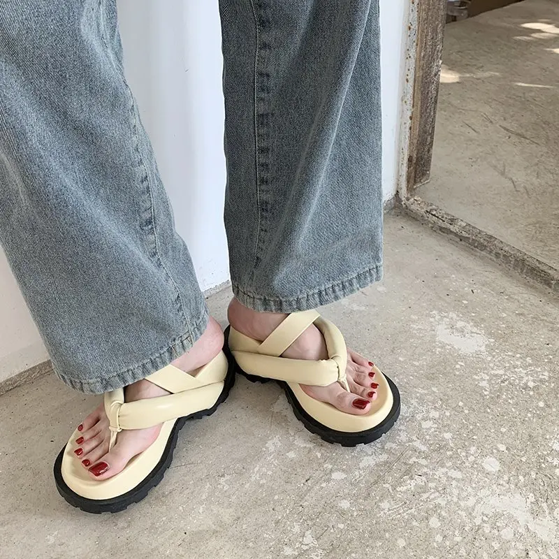 

Шлепанцы женские на платформе, повседневные сандалии на толстой подошве, пляжные тапочки, сланцы, сланцы, лето 2020