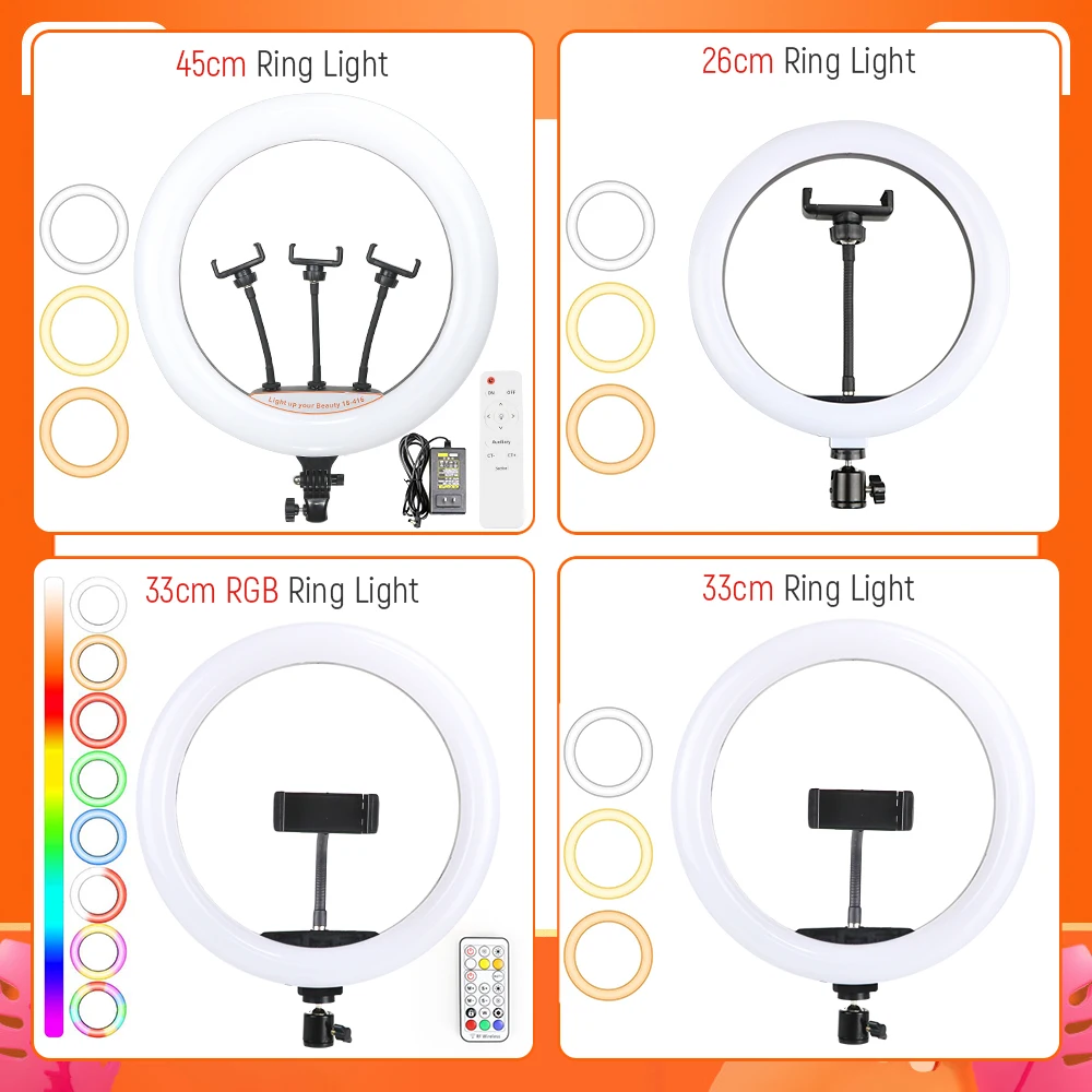 Профессиональный светодиодный кольцевой светильник для селфи 10 дюймов 33 см 26