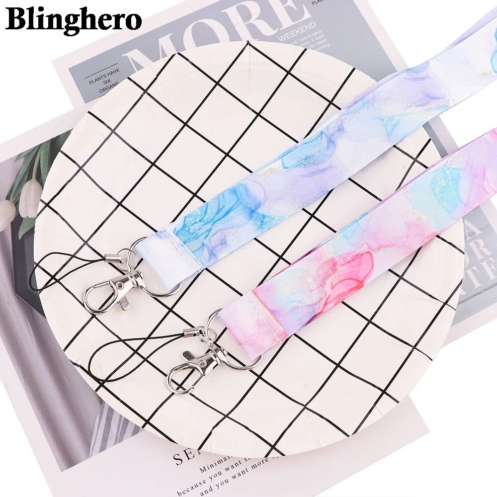 Ремешок на шею CB608 с мраморным принтом для ключей шнурок Женский держатель