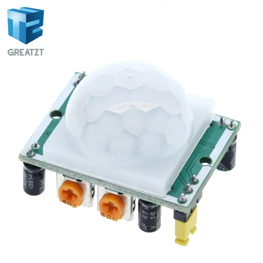 GREATZT 1 шт. HC-SR501 Отрегулируйте пироэлектрический инфракрасный PIR датчик движения модуль детектора для arduino для raspberry pi наборы