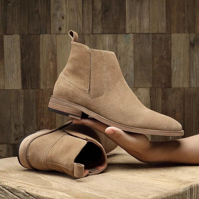 

high quality men's luxury fashion chelsea boots genuine leather shoes cowboy ankle boot street wear chaussure homme bota hombre