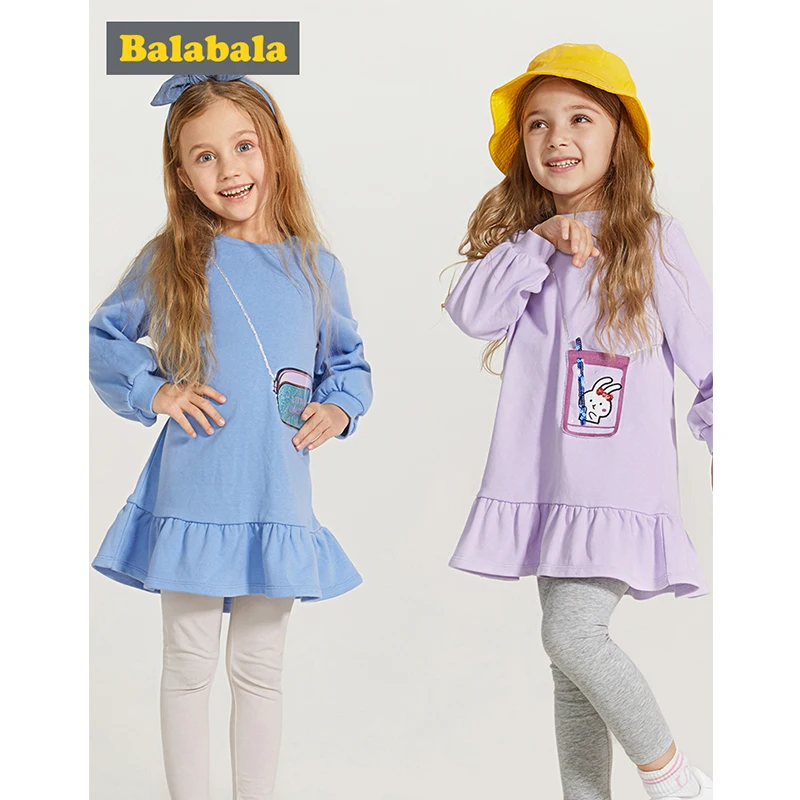 Balabala/детский комплект одежды из 2 предметов для девочек, Длинная толстовка+ штаны, комплект одежды для маленьких девочек