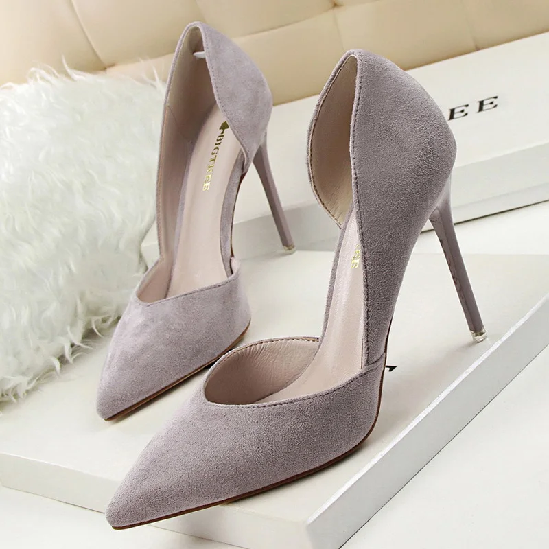 

Suede Woman Pumps Ladies Stiletto Women Shoes Red Pink Black Wedding Shoes High Heels 2021 Women Basic Pump Shoes