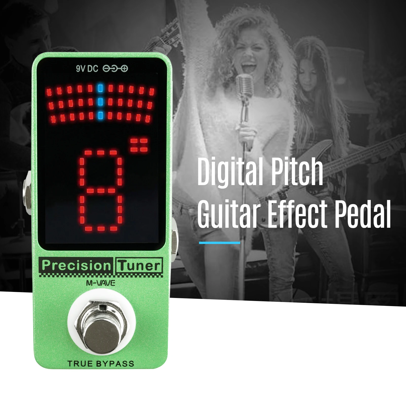 

M-VAVE Precision Tuner Pedal Compact Size Tuner Pedal with LED Display True Bypass for Chromatic Guitar Bass
