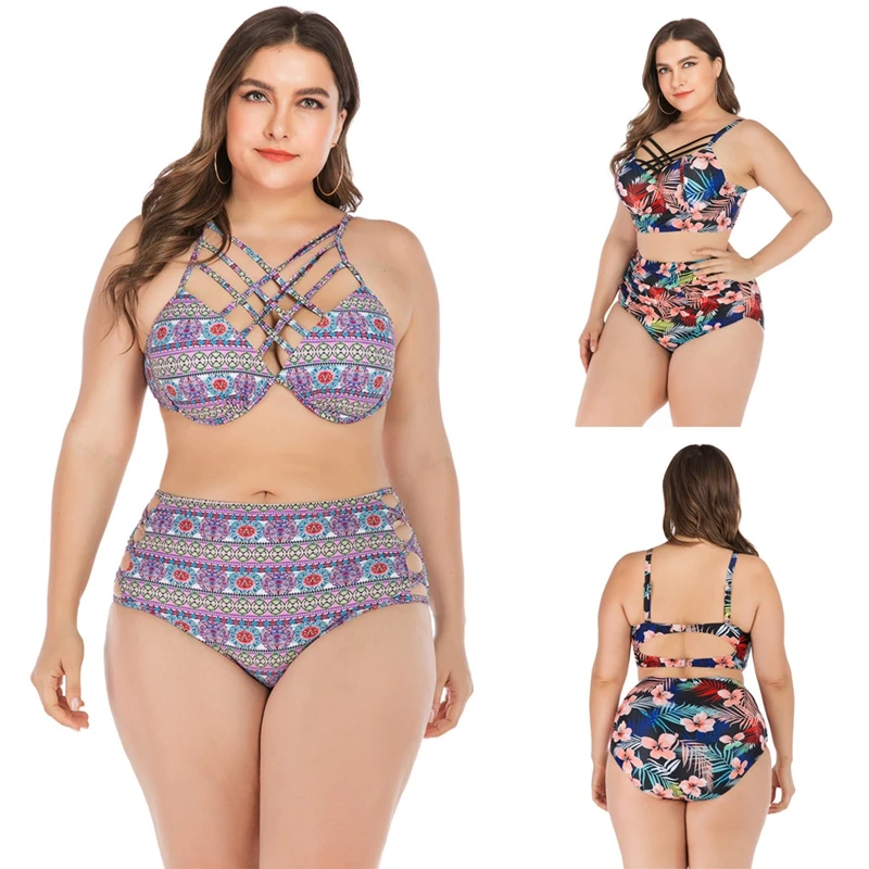 Женский купальник большого размера с ремешком на спине|Комплект танкини| |