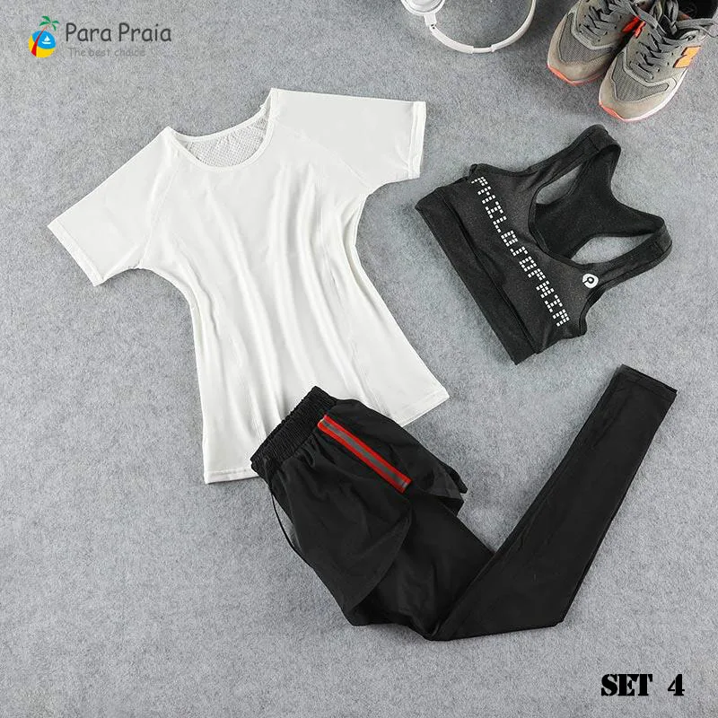 Set 4 Комплект из трех предметов для йоги, спортивная одежда для женщин, спортивный бюстгальтер, костюм для бега, одежда для фитнеса, женские спортивные шорты, одежда для занятий спортом для спортивного зала - Цвет: Set 4