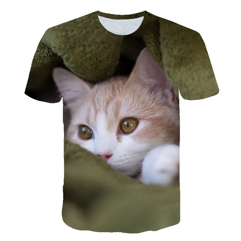

2022 Anime T-Shirt Oversized Children's Short Sleeve Cats 3D Print T-Shirts Boy Kid Boys and Girls Tops T-Shirt Summer Clothes