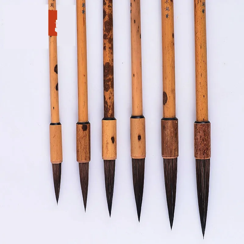6pcs Chinese Calligraphy Brush Pen Set Mouse Whisker Writing Brush Ink Pen Painting Medium Regular Script Caligrafia Brush