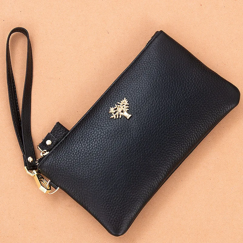 

Ellovado Genuine Leather Wallets Clutch Bag Geometric Luxury Women Zipper Coin Purses Wallet Female Money Credit Card Holder