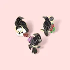 Готическая ворона Роза Птица лацкан эмалевые булавки панк Луна Любовь смерти броши значки модная Готическая булавка подарки для друзей оптовая продажа