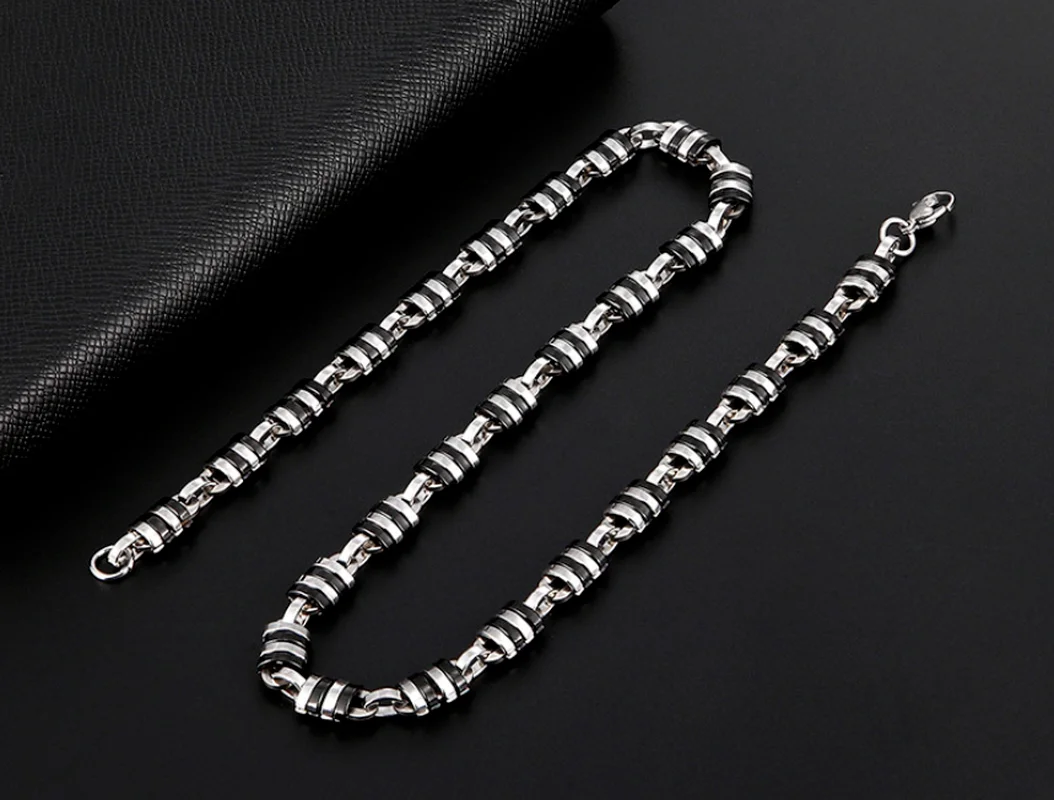 

Mens Fashion New Titanium Steel Necklace Stainless Steel Gold Handmade Necklace Bamboo Jewelry Gift
