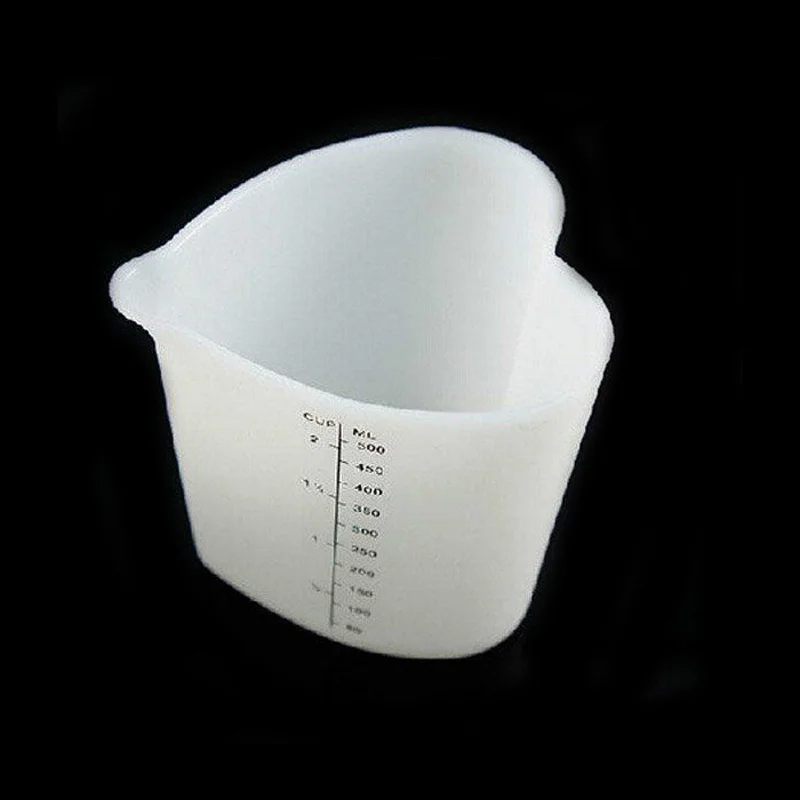 

500ML Silicone Measuring Cups Heart Shape Thicken Soft Ovenproof Flexible Pinch Pour Cup Cake Baking Tools HEE889