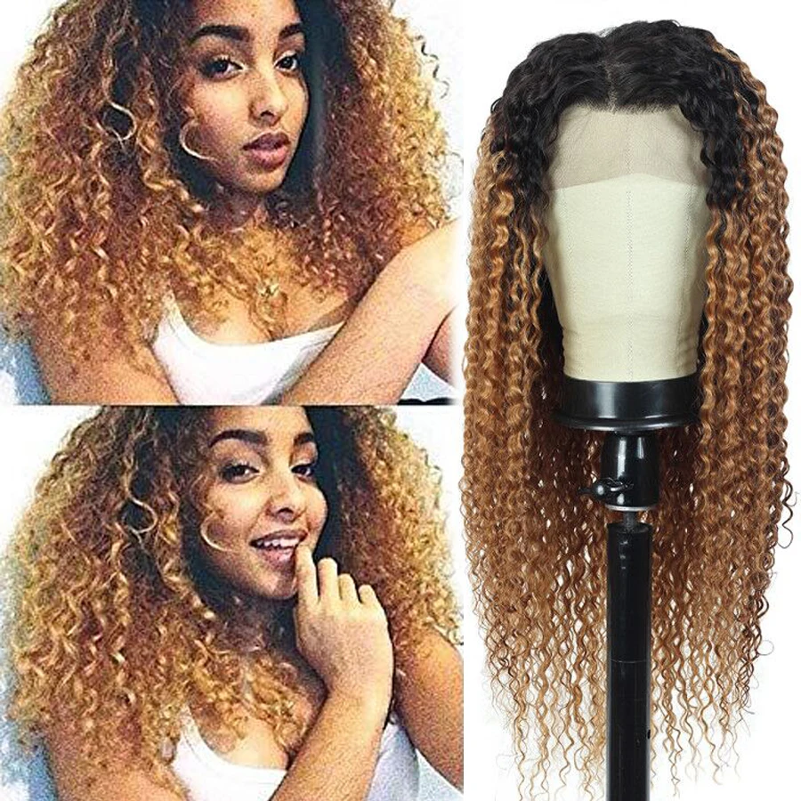 Парик из вьющихся человеческих волос парик на сетке спереди парики 1b/27 кудрявые