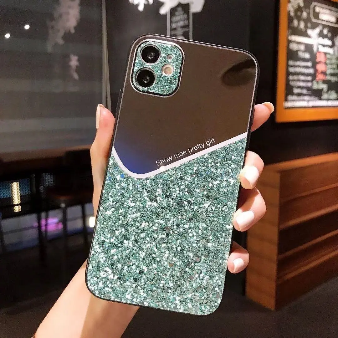 

Flash Powder Make Up Mirror Mobile Phone Case for IPhone 11 XR X XS Max 7 8 Plus 12 11Pro 12mini Fashion Shell for Women NEW