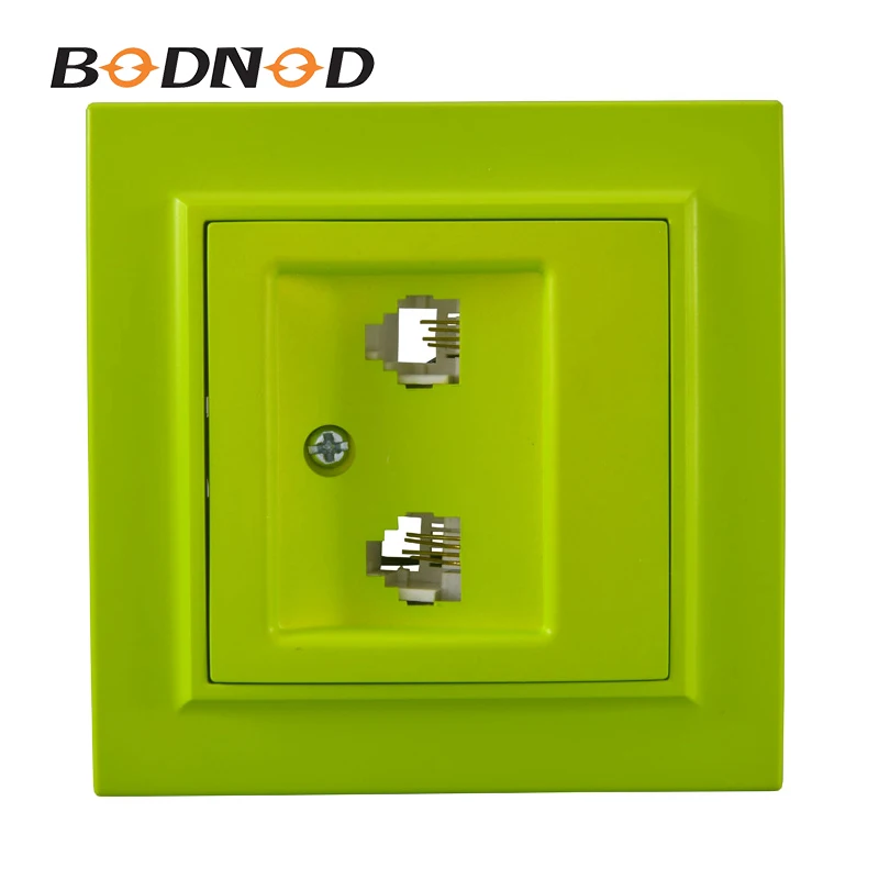 Новое поступление розетка желтый зеленый RJ11 + евро настенная двойная телефонная