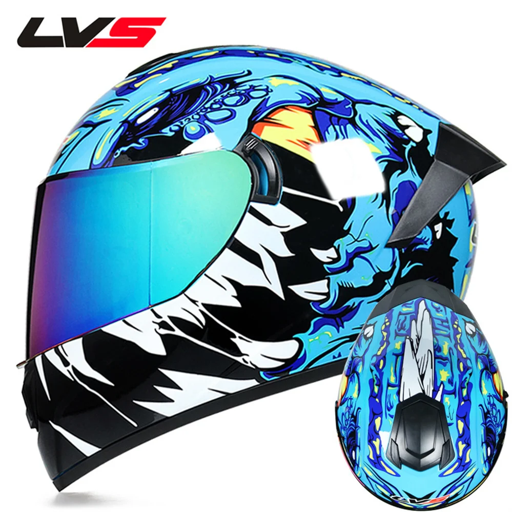 

LVS Full Face Racing Motocross Helmet With Dual Visor Lens Unisex Adult ABS Downhill Motorcycle Casque Casco Moto DOT approved