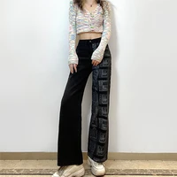 harajuku pants cyber y2k korean fashionpattern hip hop wide leg pants women men casual streetwear elastic waist jogger pants