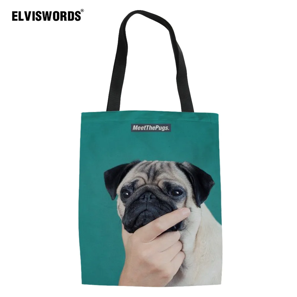 Сумка тоут женская складная многоразовая с принтом Мопса|Сумки ручками| |