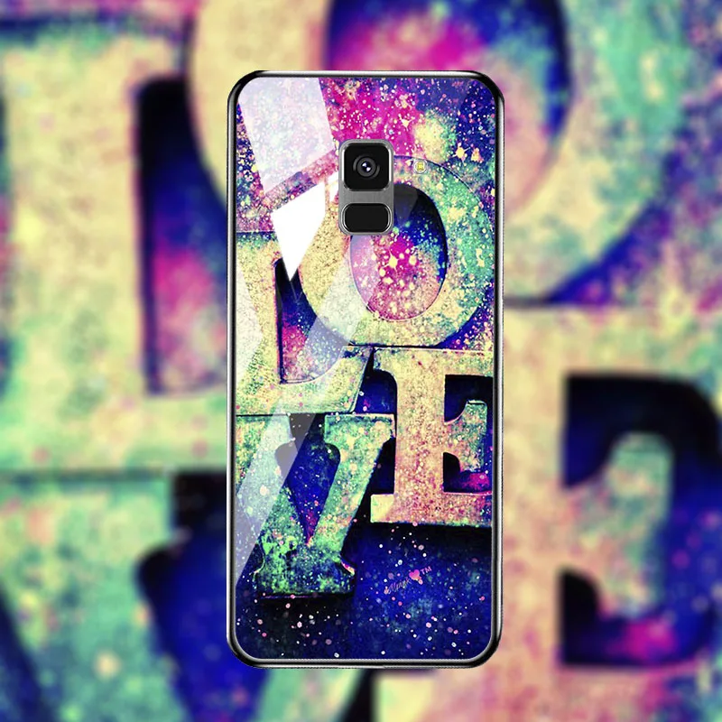 Luxury Tempered Glass phone Case For samsung galaxy J4 J6 J8 2018 Silicone cases A7 2019 A6 plus Covers |