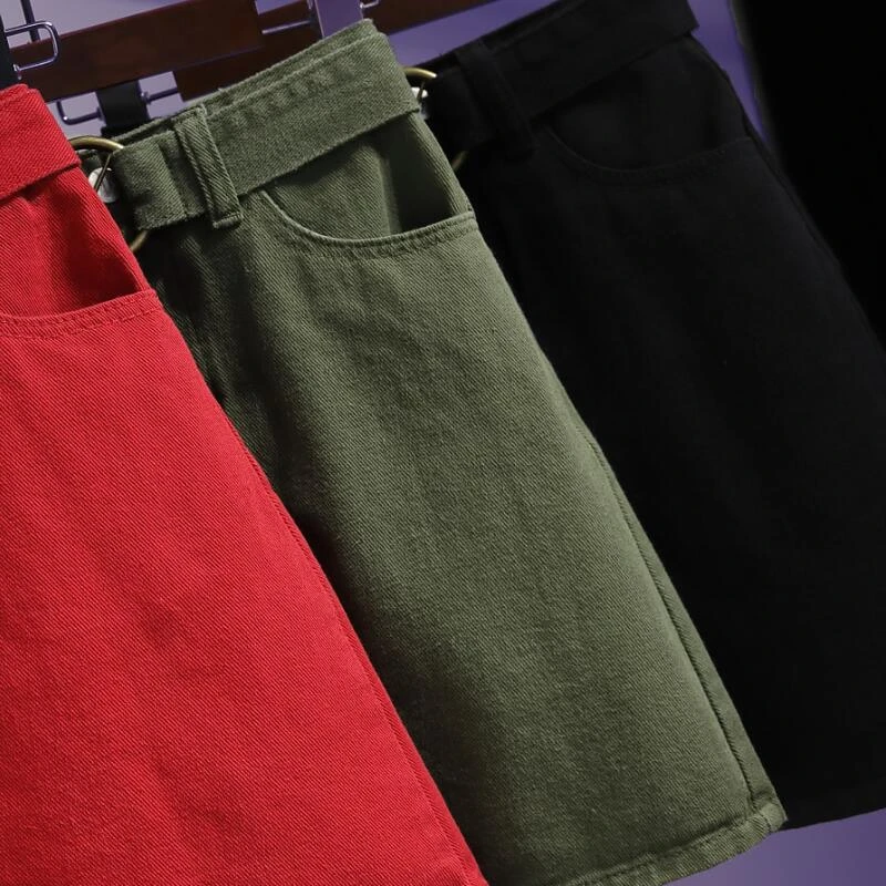 Хлопковые джинсовые осенне зимние женские юбки с высокой талией повседневные