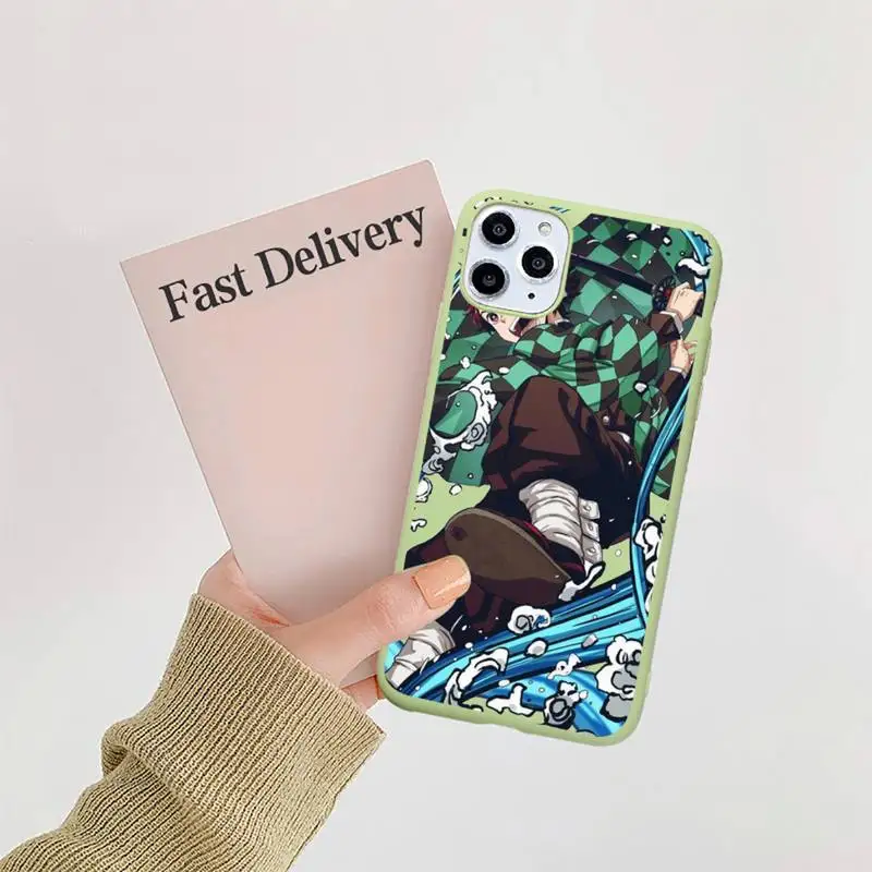 

Anime Demon Slayer Comics fire Phone Case Candy Color for iPhone 11 12 mini pro XS MAX 8 7 6 6S Plus X 5S SE 2020 XR