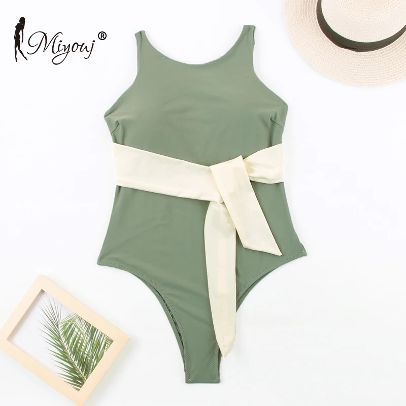 Miyouj сексуальный бандажный Цельный купальник с высокой горловиной и принтом в