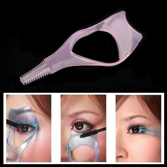 3 in 1 EyeLash Curler Mascara Brush Applicator Guid Comb Multifunction Cosmetic Eye Makeup Aid Tool Help Brushing Eyelash |