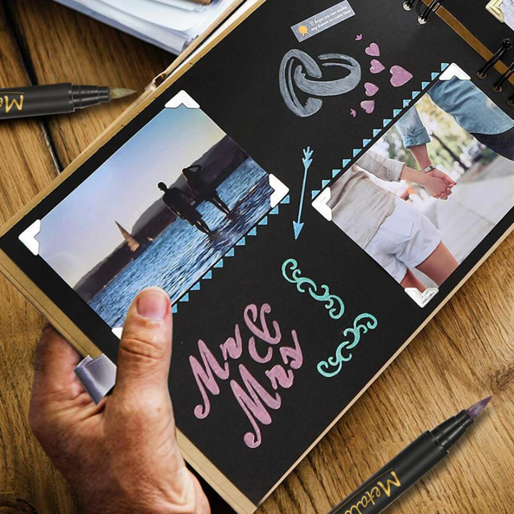 

Набор из 12 металлических маркерных ручек, водяная основа, крафт-ручка, кисти