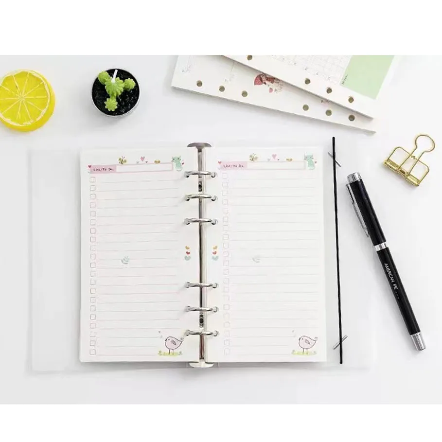 

A6 Refill Paper Colorful 6-Rings Binder Papers Refill Filofax Notebook Inserts Paper 90 Pages Double-sided Writing, 6.9x3.7"