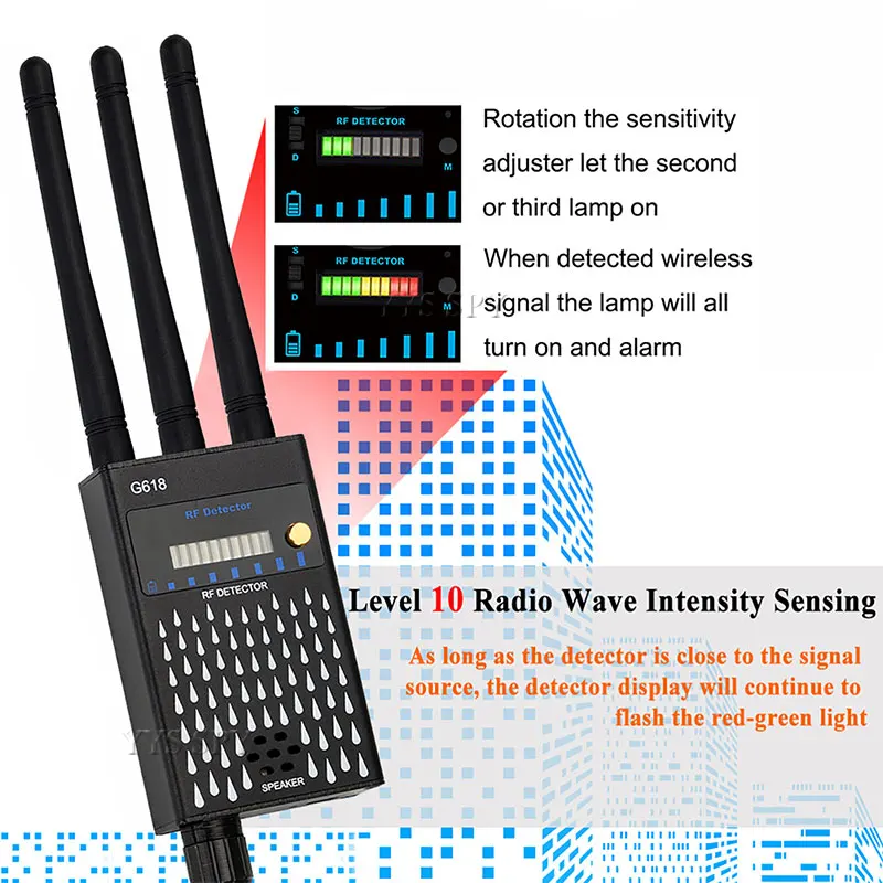 

GSM GPS Signal Wireless Detector Professional RF Micro Wave Sensor Anti-candid Cam Finder Tracker Security Alarm Sensing Device