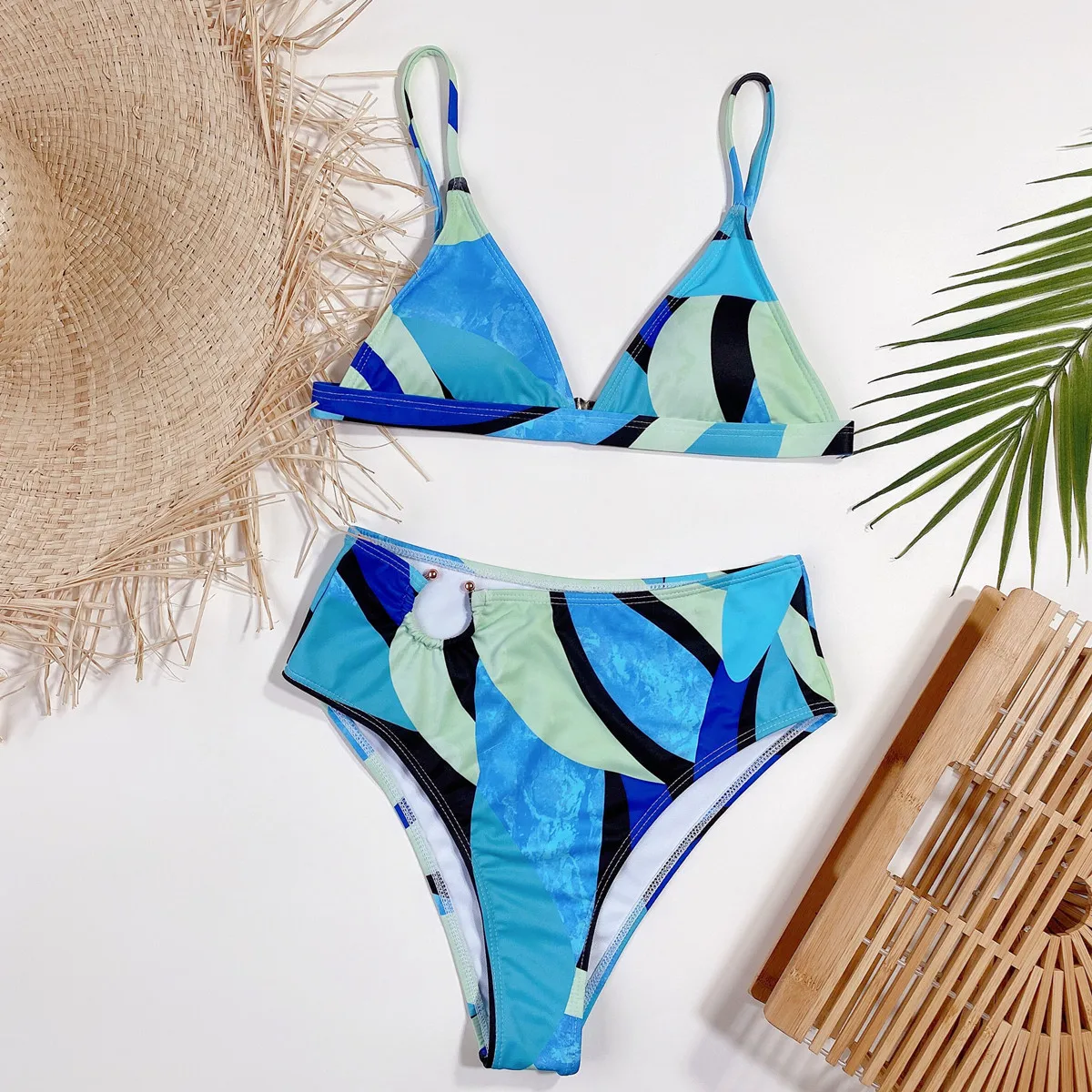 

2021 Printed High Waist Ladies Sexy Split Swimsuit Bikini B269