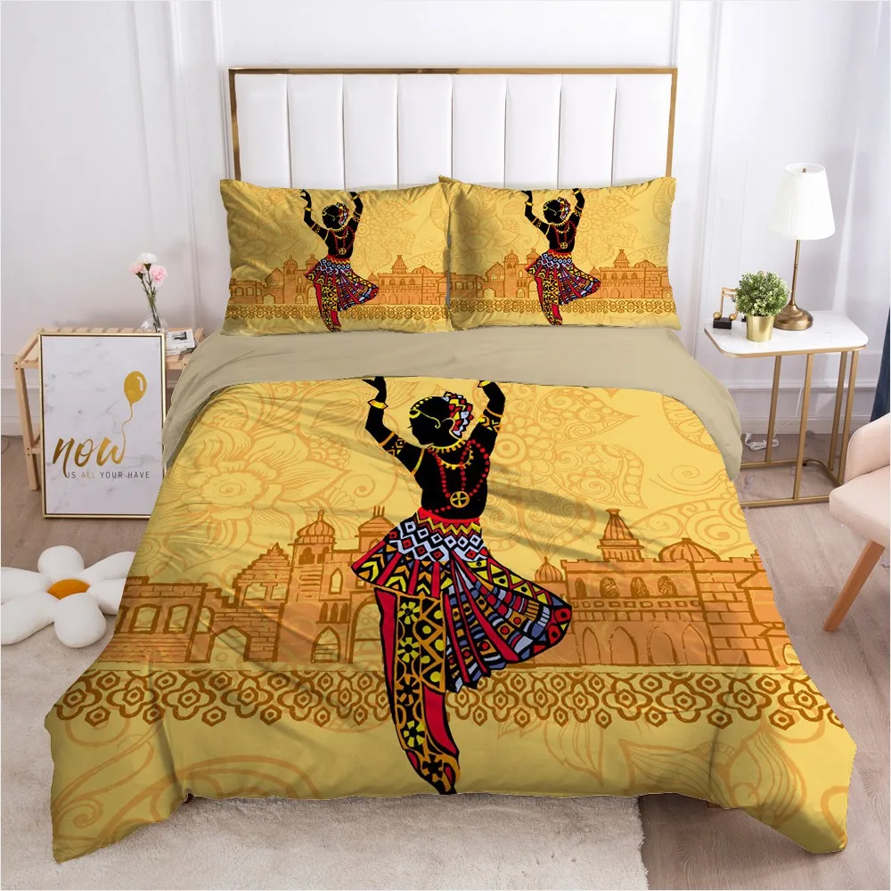 

3D luxury bed linen Bedding set Blanket cover set sheet family euro 2.0 1.5 for home bed linings 150x200 Indian woman