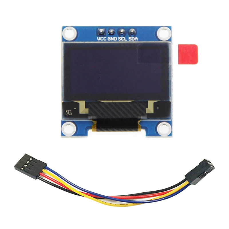 Raspberry Pi 4 0 96 дюйма OLED I2C 4-контактный ЖК-экран модуль отображает температуру
