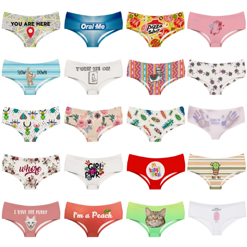 Трусы женские шелковые с креативным принтом нижнее белье эластичные Дышащие