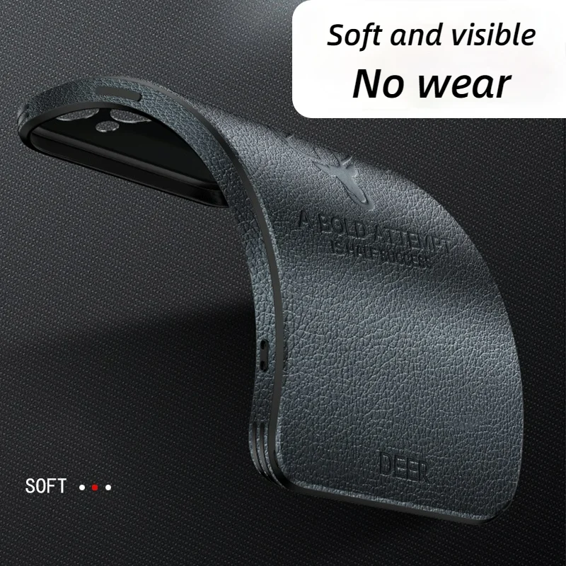 

Luxury Leather Straight Edge Phone Case for IPhone 11 12 Pro Max Mini X XR XS Camera Protection Shockproof Deer Soft Cover Cases