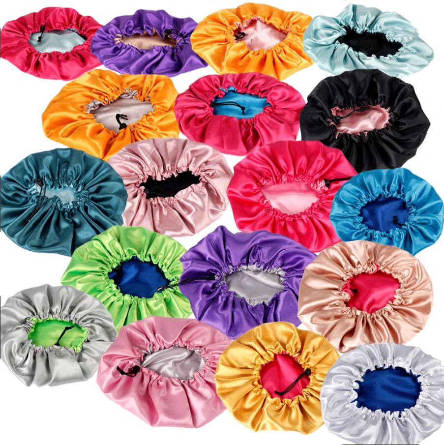 Customize Logo Adjustable Reversible Bonnet Women Kids Silk Satin Bonnet Double Layer Extensions/Hair Wigs Sleep Bonnet