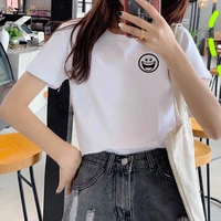 2022 new women summer smiling face printed t shirts women aesthetics funny tshirts casual hot selling short sleeves t shirt