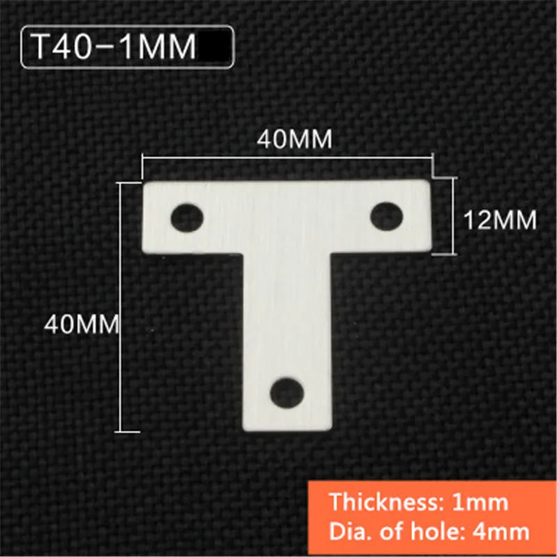 T40-1mm 5 шт./лот из нержавеющей стали Гладкий угловой кронштейн сатин L T Форма доска поддержка угловой кронштейн мебельная фурнитура разъемы - Цвет: T40-1mm