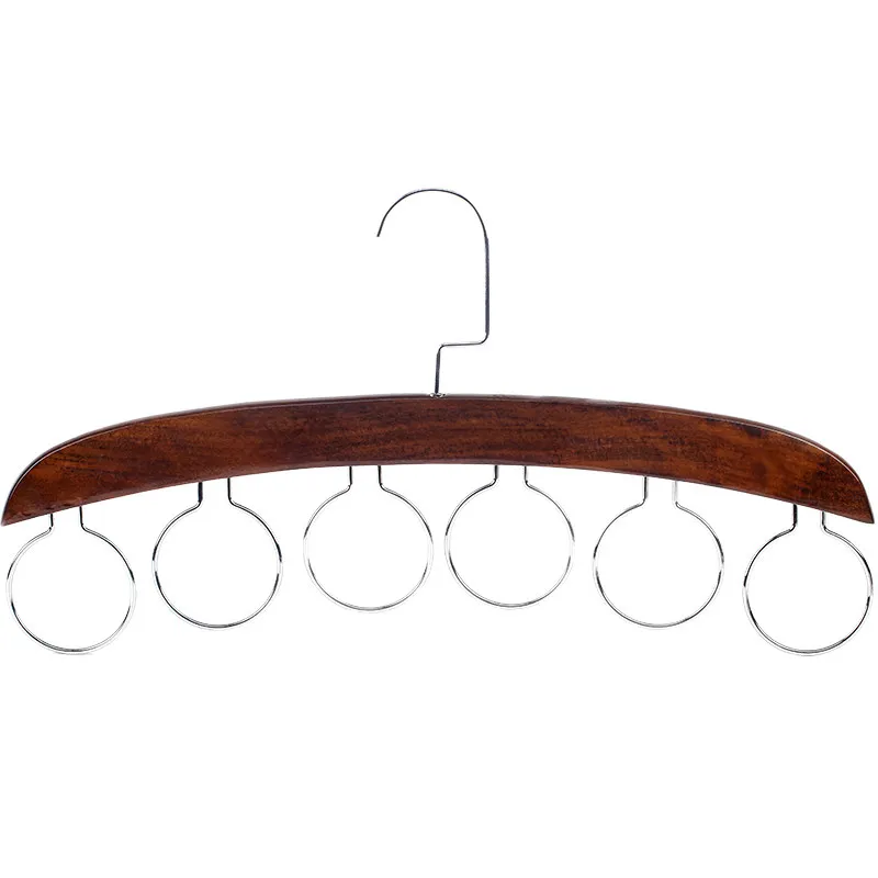 

Wood Scarf Ring Hanger Storage Holder Hole Hanger 6 Ring Scarves Display Rack Space Saving Closet Hotel Use Metal Belt Hangers