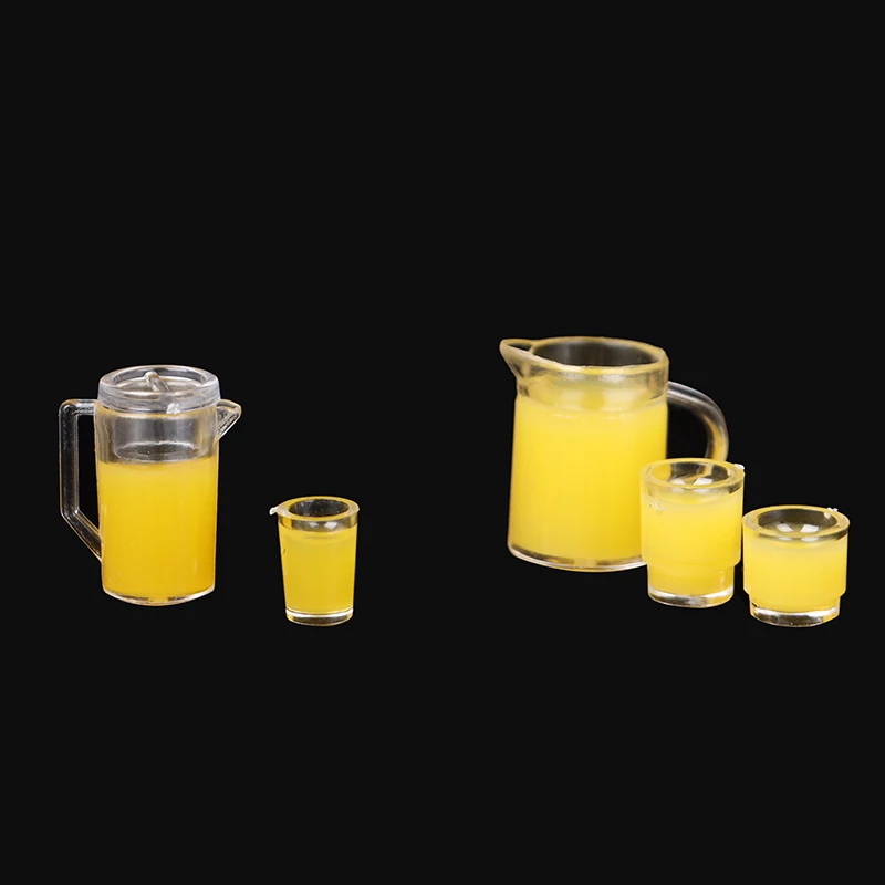 

1Set 1:12 Dollhouse Miniature Food Drink Orange Juice Bottle+Cup Kitchen Decor For Dollhouse Decoration New