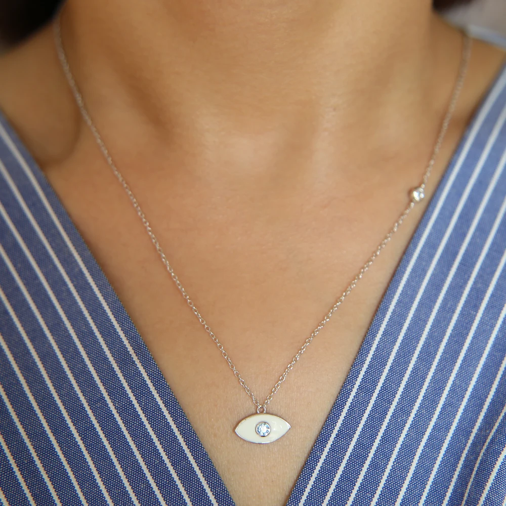 925 серебро с сапфирами cz камнем глаз форма кулон искусственной белой жемчужиной